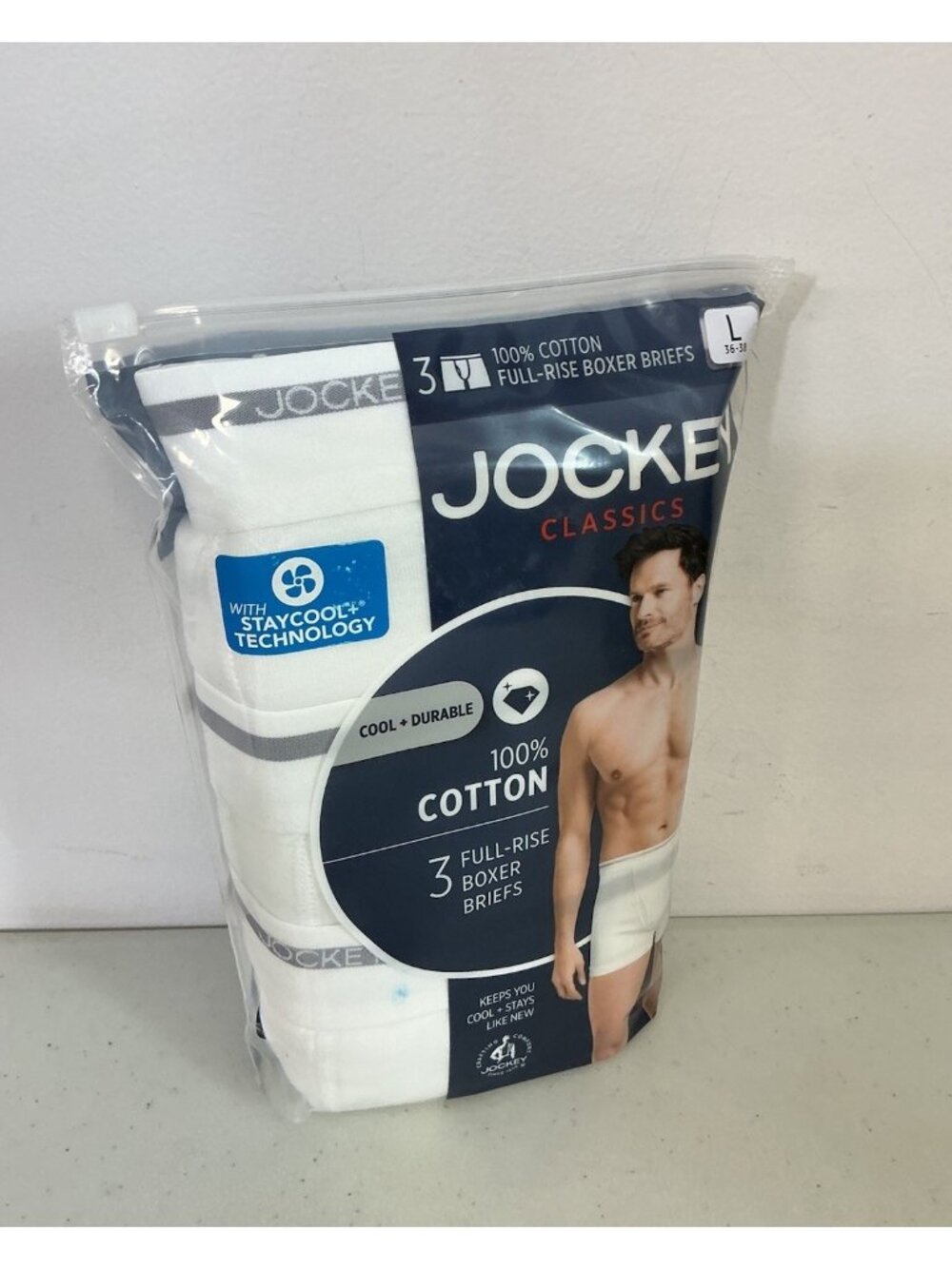 Jockey White Boxer Briefs Mens Large 36-38 New